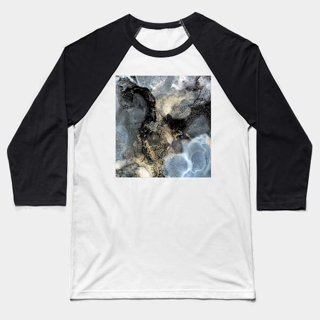 Stormy Sky, grey gold black abstract art, Dark and Moody Clouds Baseball T-Shirt by MyAbstractInk